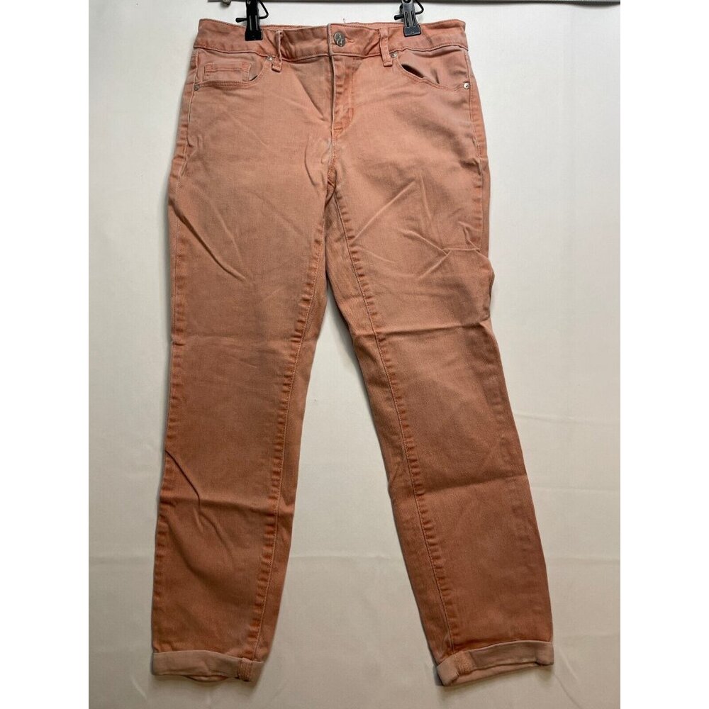Jessica Simpson jeans womens 6 rolled crop skinny 27 x 25 cuffed salmon pink